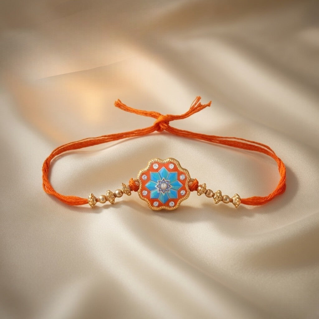 Elegant Meenakari Floral Rakhi for Brother