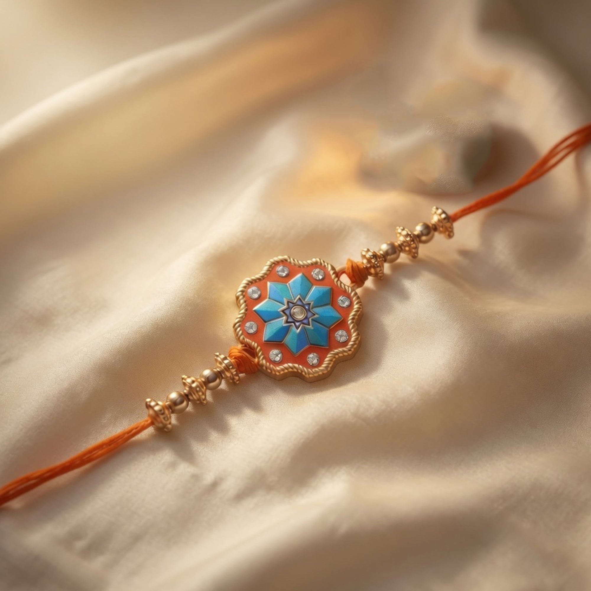 Elegant Meenakari Floral Rakhi for Brother