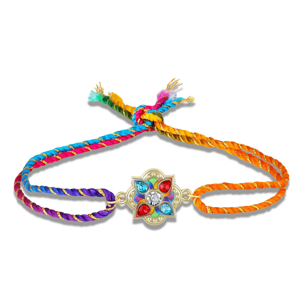 Elegant Meenakari Floral Rakhi for Brother