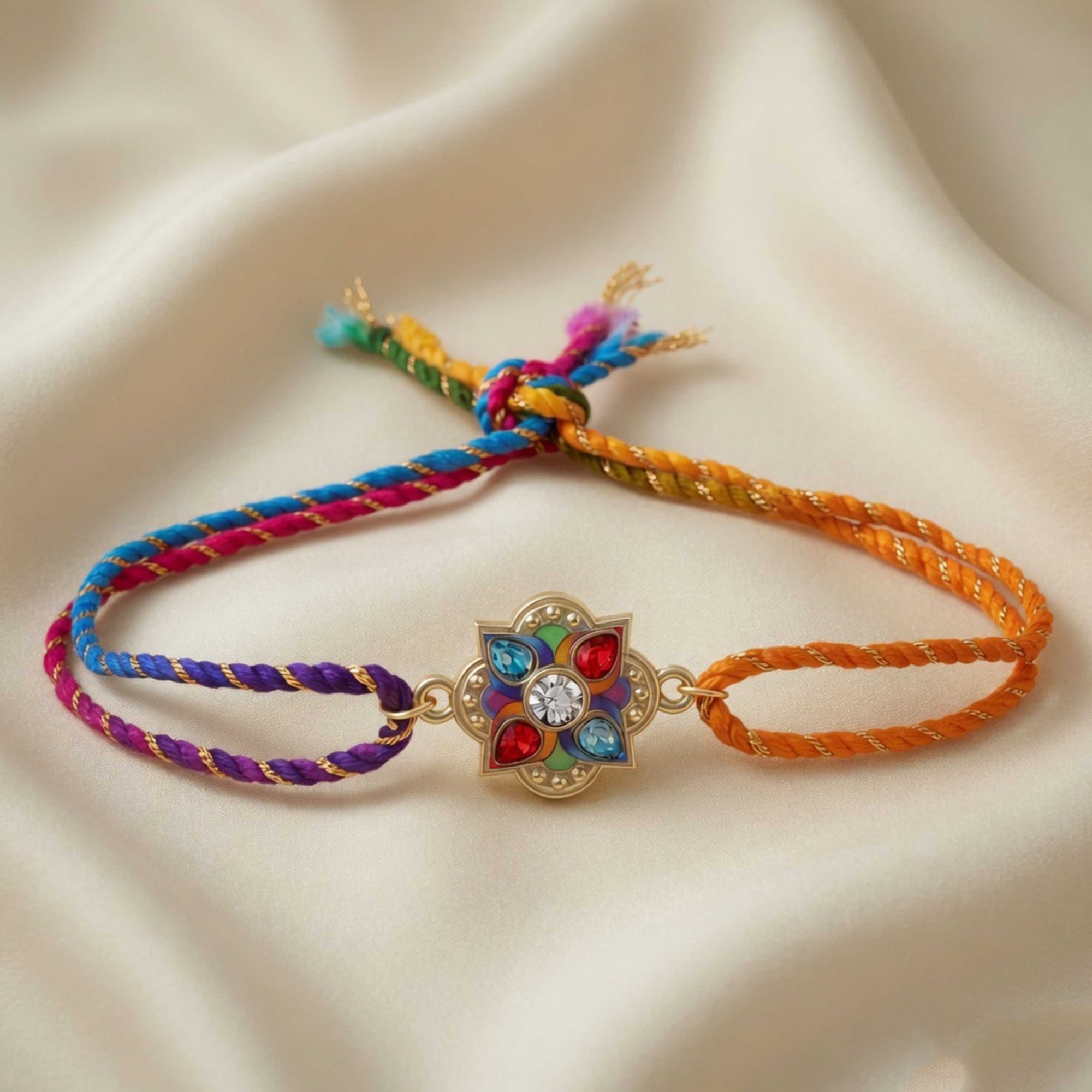 Elegant Meenakari Floral Rakhi for Brother
