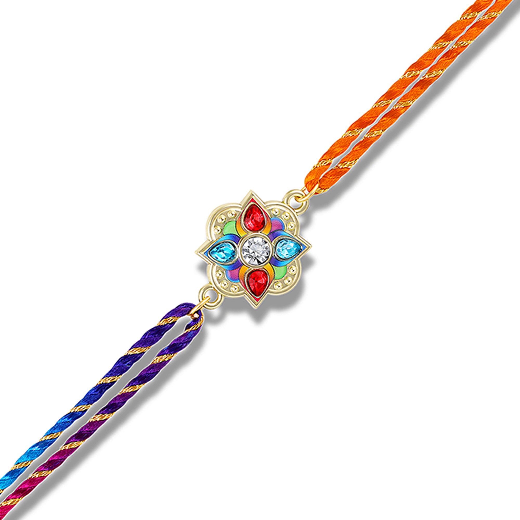 Elegant Meenakari Floral Rakhi for Brother