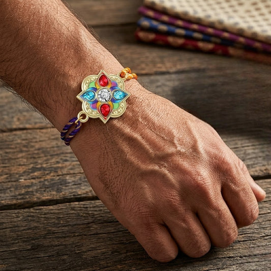 Elegant Meenakari Floral Rakhi for Brother