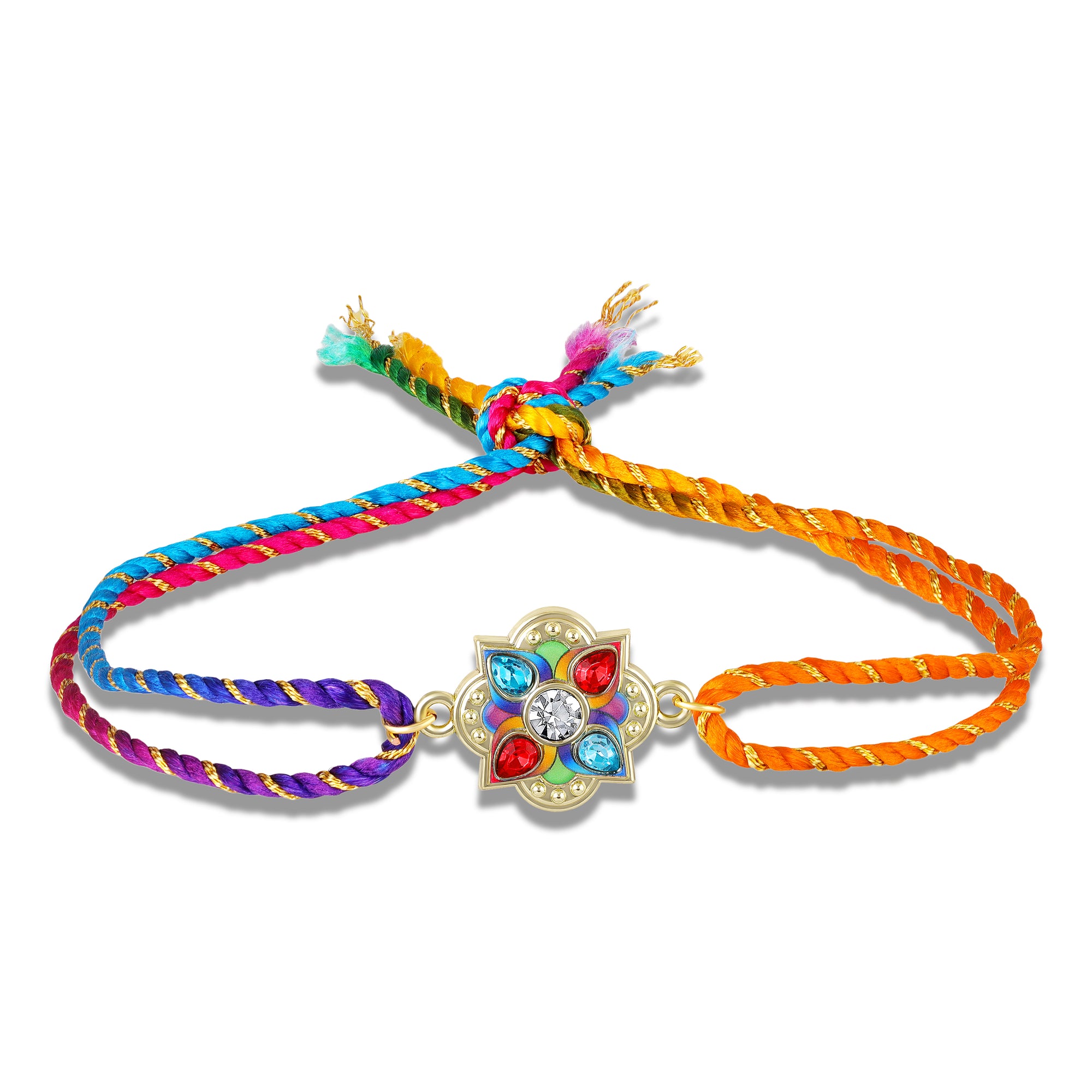 Elegant Meenakari Floral Rakhi for Brother