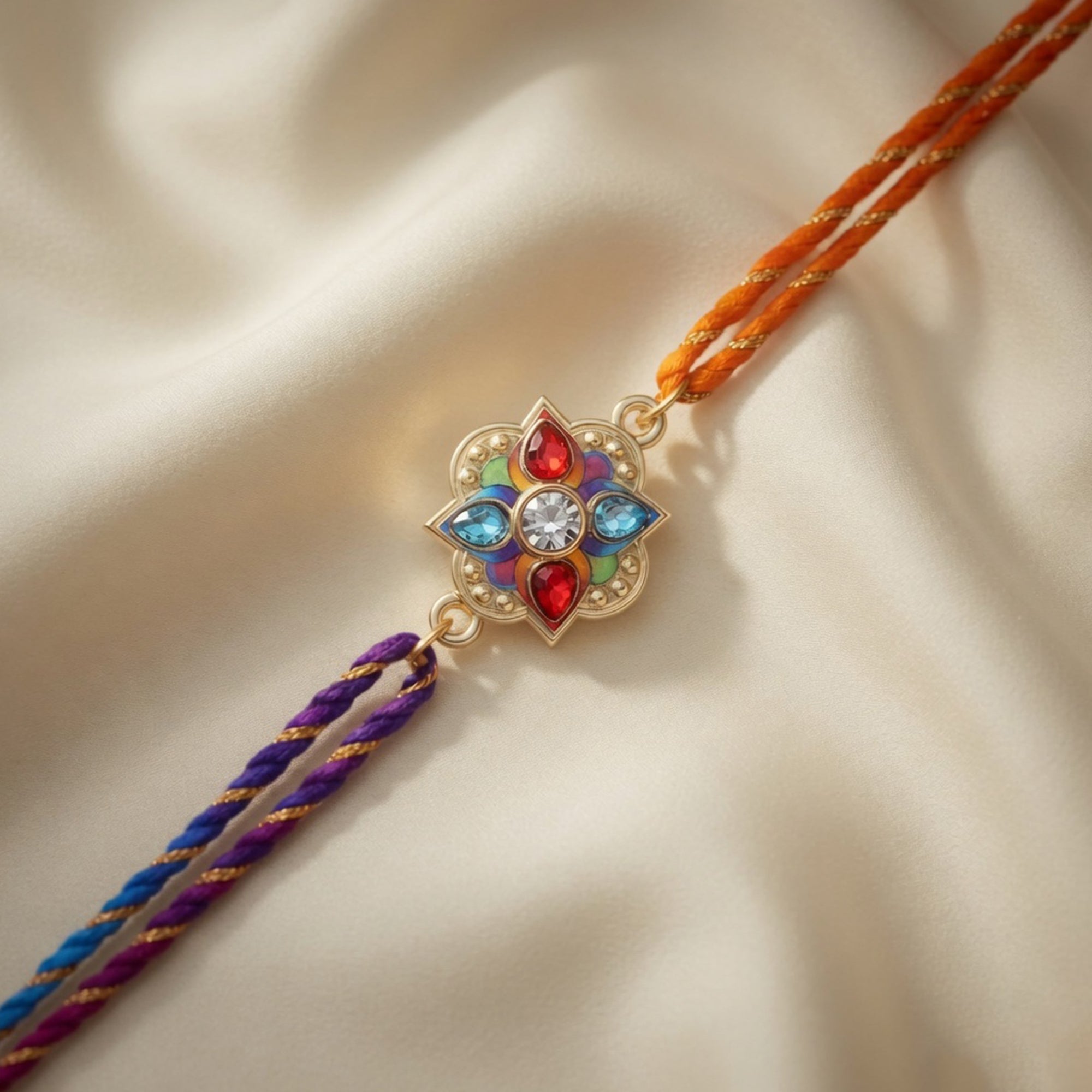 Elegant Meenakari Floral Rakhi for Brother