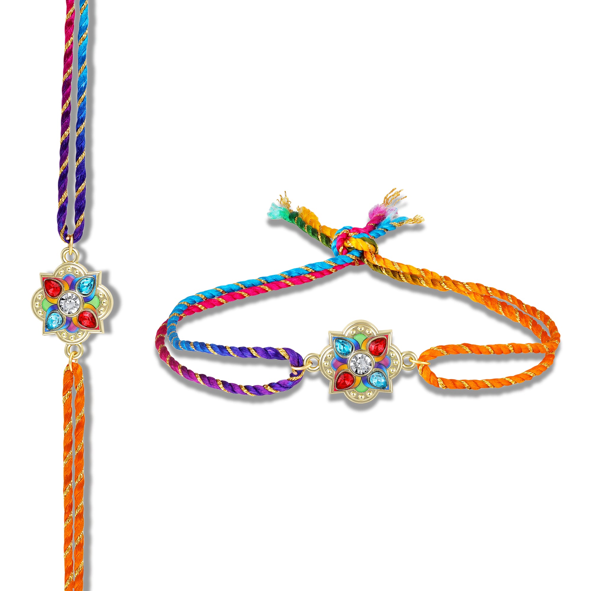 Elegant Meenakari Floral Rakhi for Brother