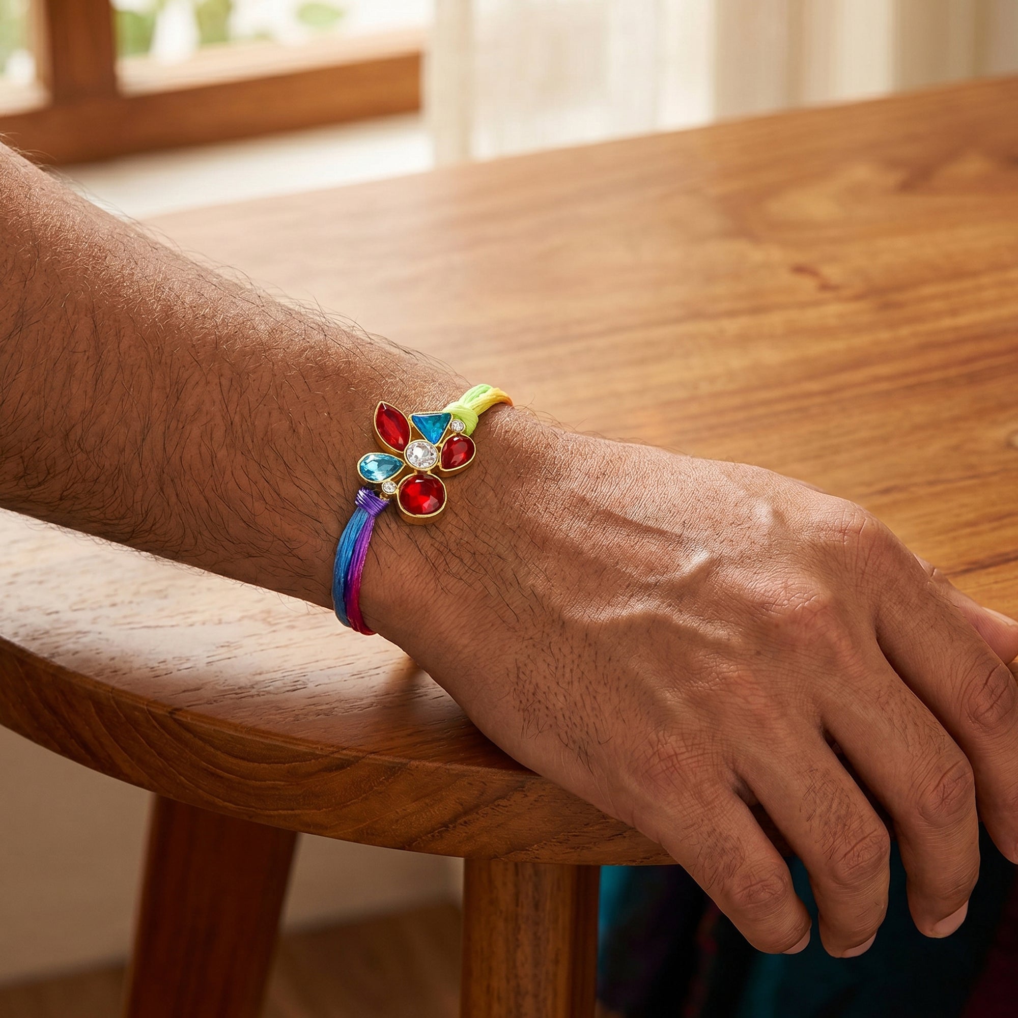 Multi-Color Stone Studded Designer Rakhi for Brother