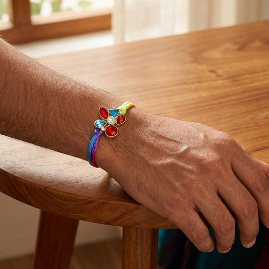 Multi-Color Stone Studded Designer Rakhi for Brother