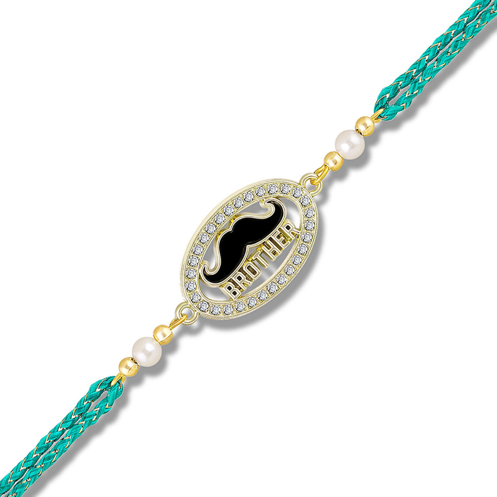Brother Rakhi with Quirky Black Moustache & Sparkling Crystals