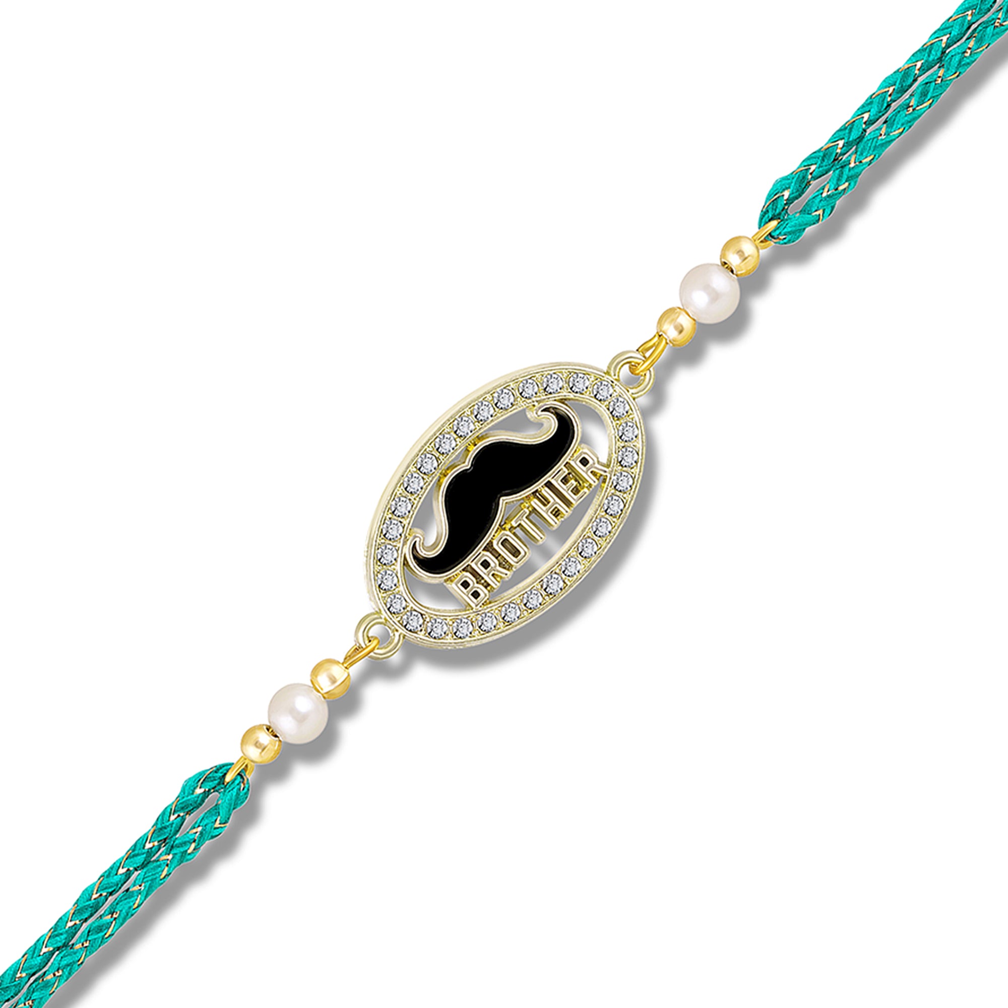 Brother Rakhi with Quirky Black Moustache & Sparkling Crystals