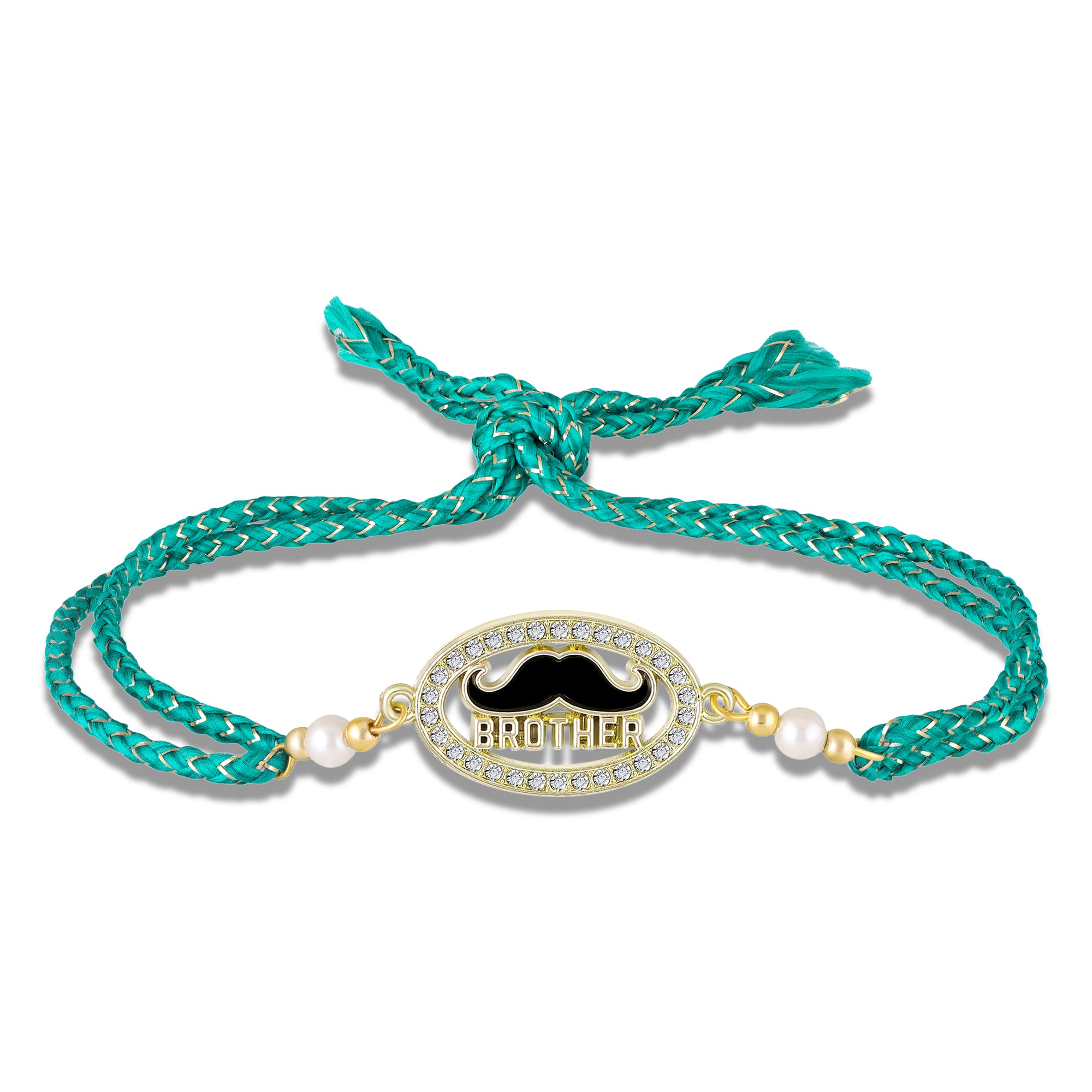 Brother Rakhi with Quirky Black Moustache & Sparkling Crystals