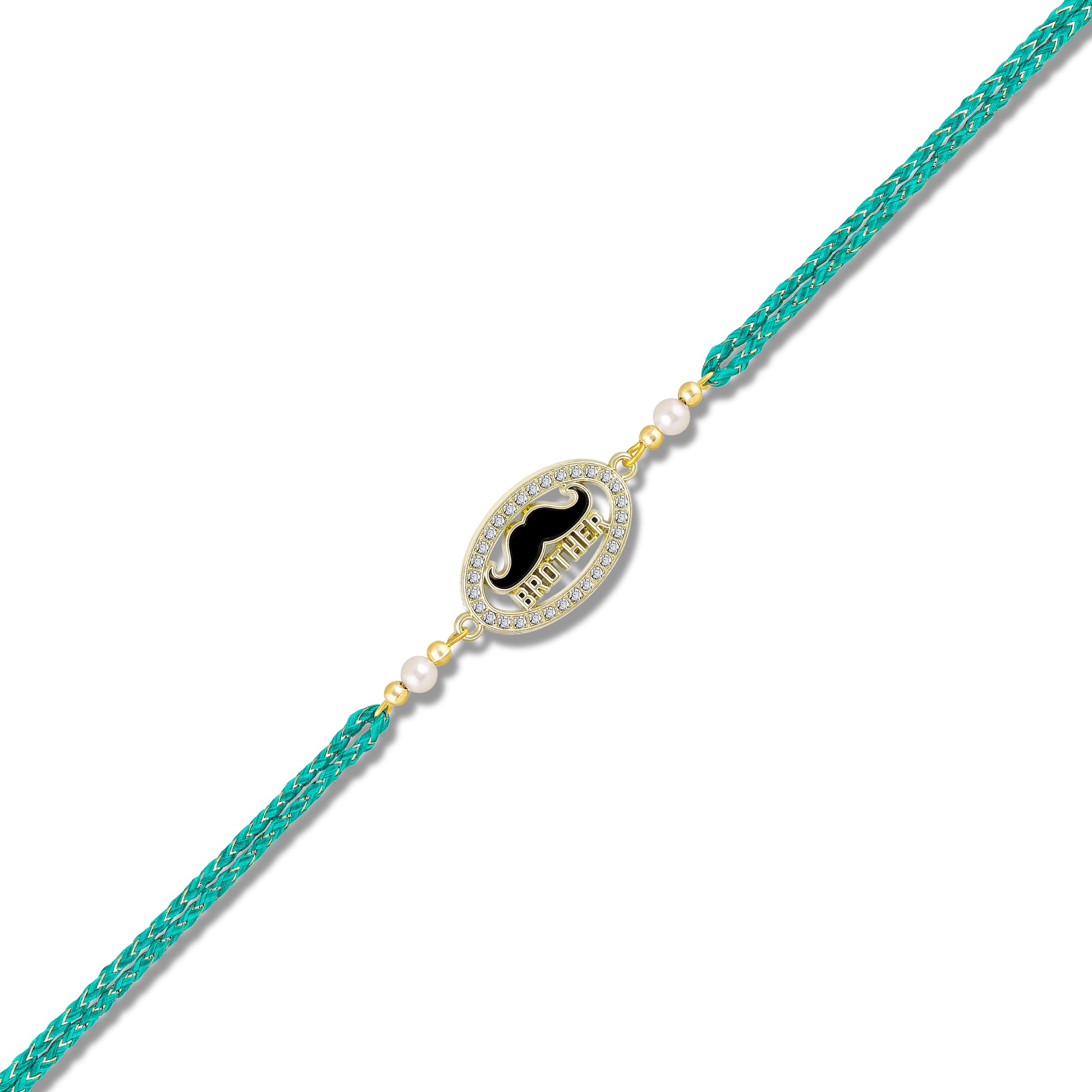 Brother Rakhi with Quirky Black Moustache & Sparkling Crystals