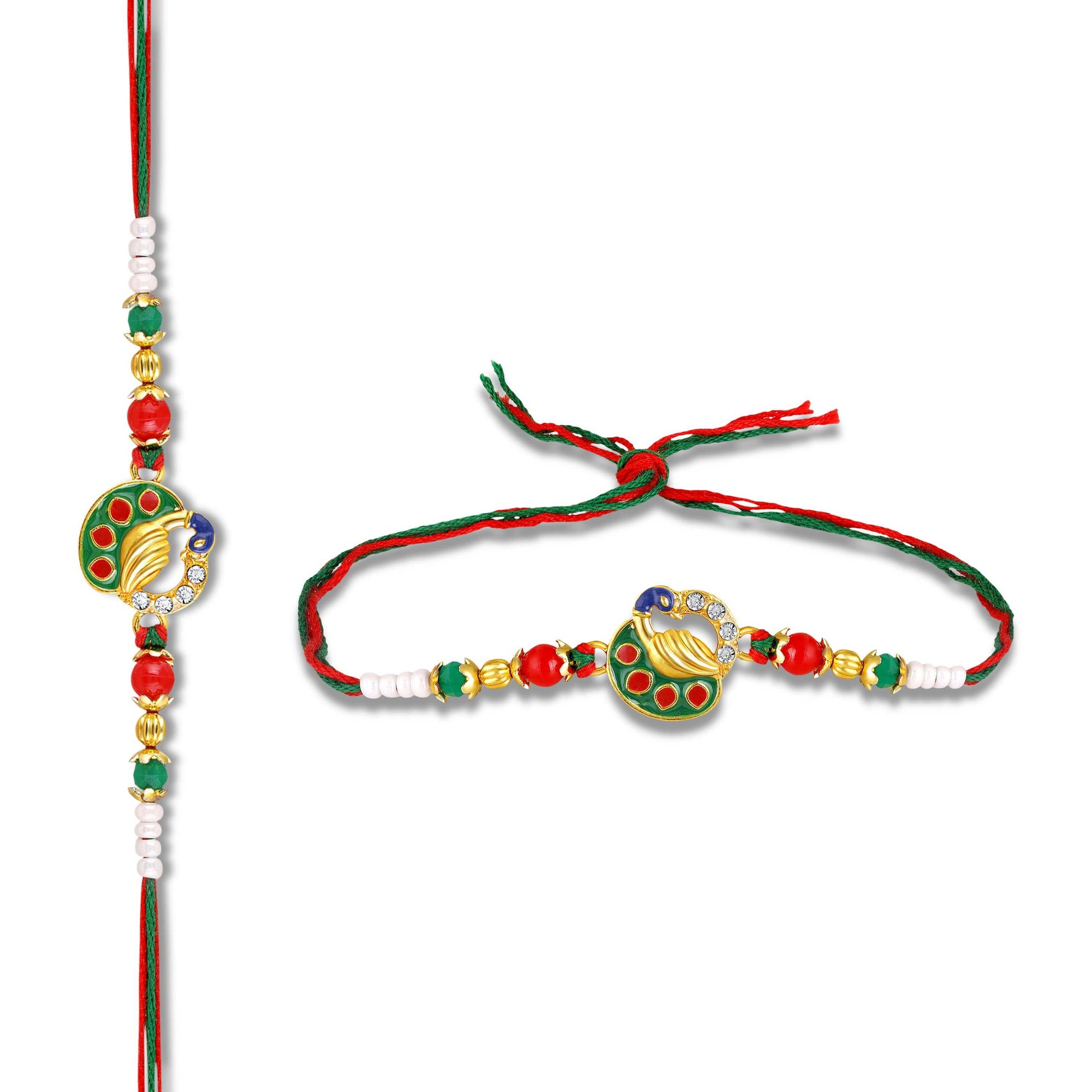 Traditional Meenakari Peacock Rakhi for Brother