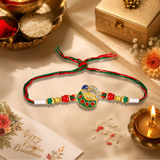 Traditional Meenakari Peacock Rakhi for Brother