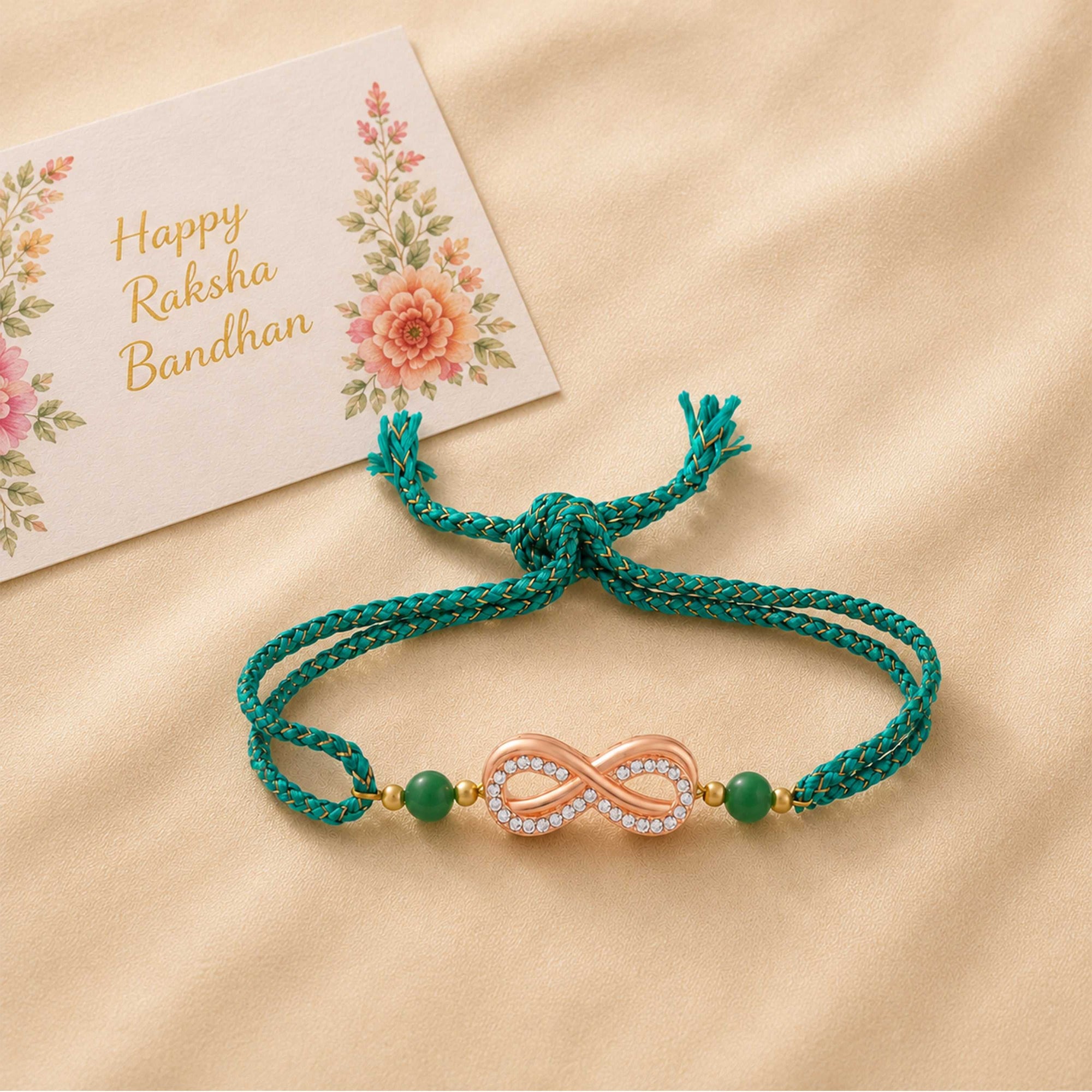 Elegant Rose Gold Infinity Rakhi