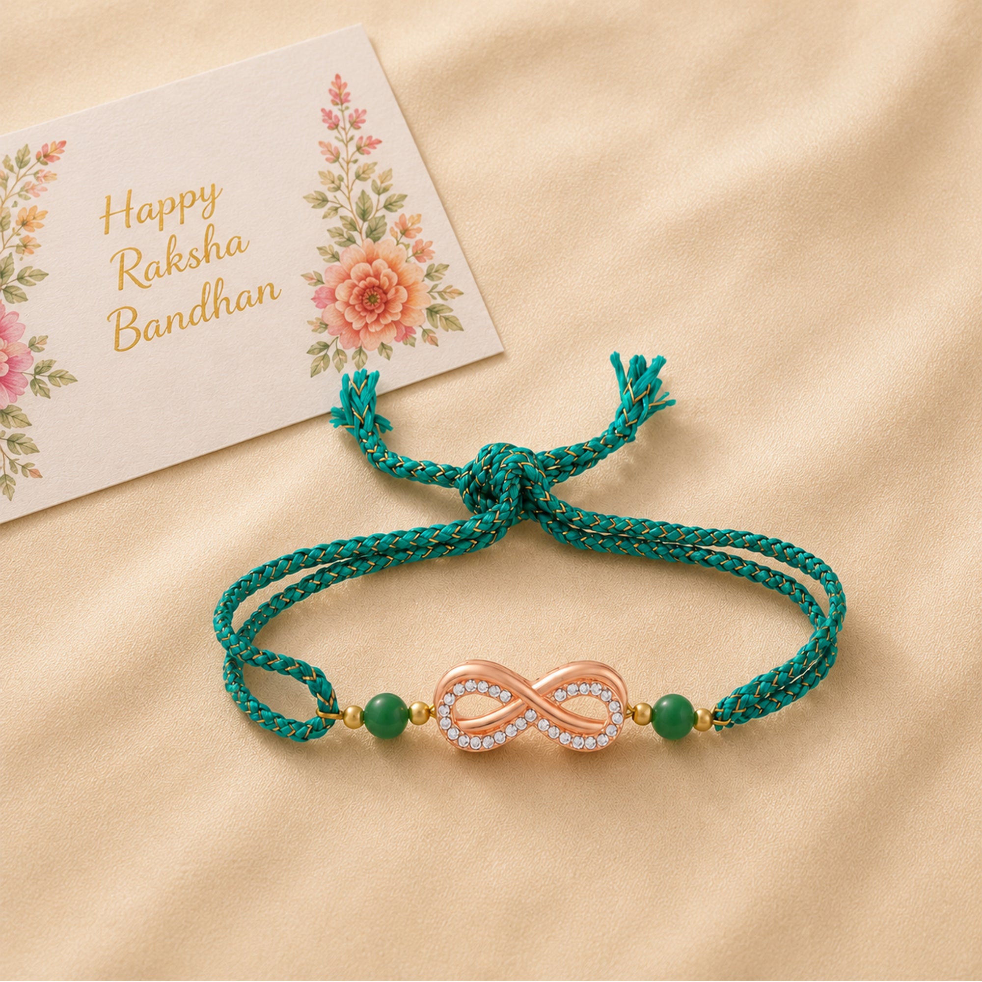 Elegant Rose Gold Infinity Rakhi