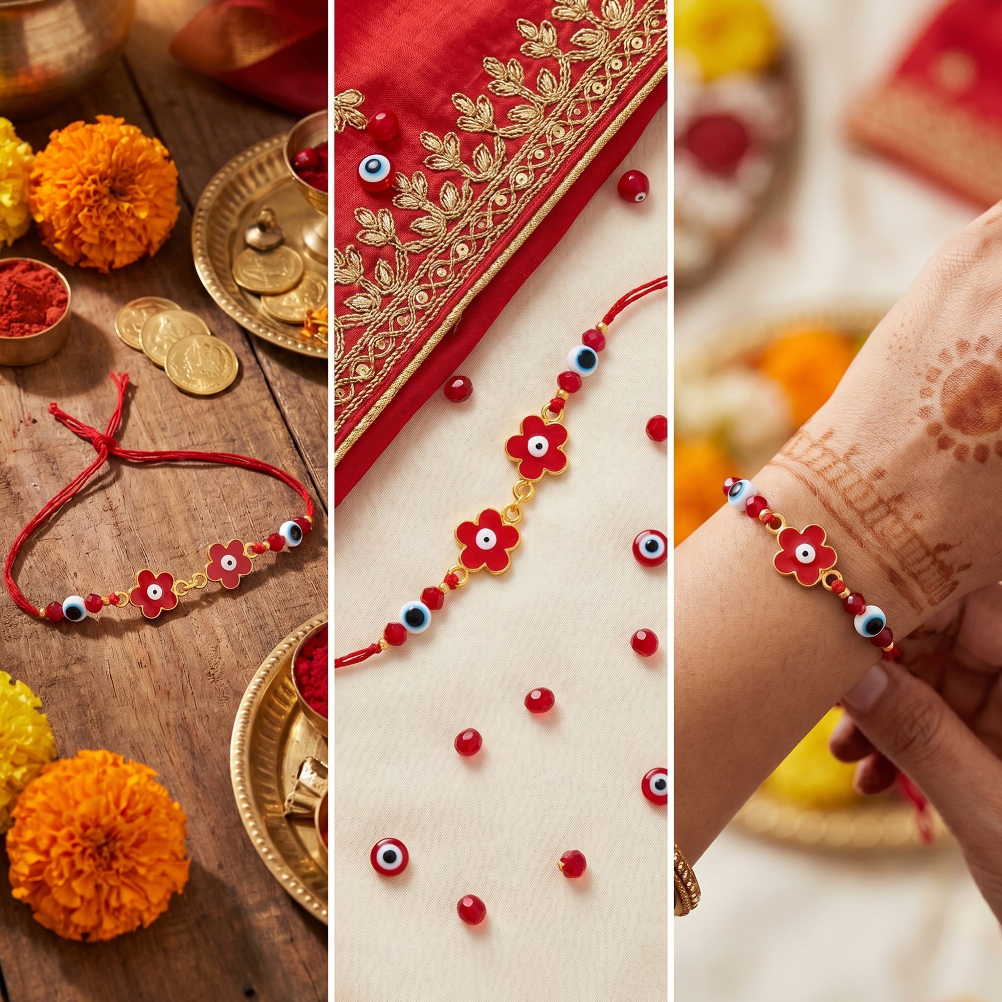 Floral Evil Eye Rakhi for Bhai