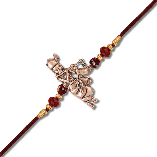 Rose Gold Traditional Krishna Flute Rakhi