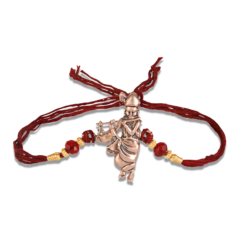 Rose Gold Traditional Krishna Flute Rakhi
