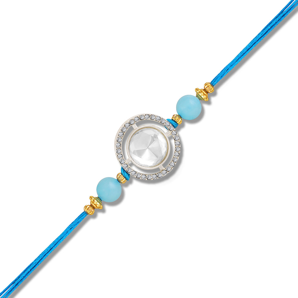 Aqua Blue Beaded Men Rakhi