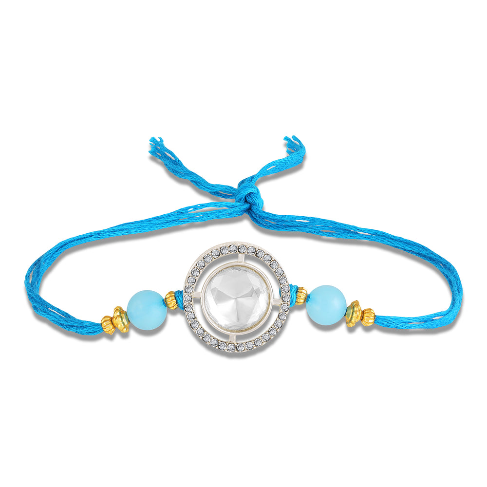 Aqua Blue Beaded Men Rakhi