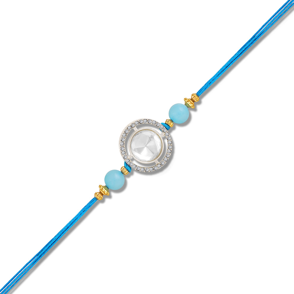 Aqua Blue Beaded Men Rakhi
