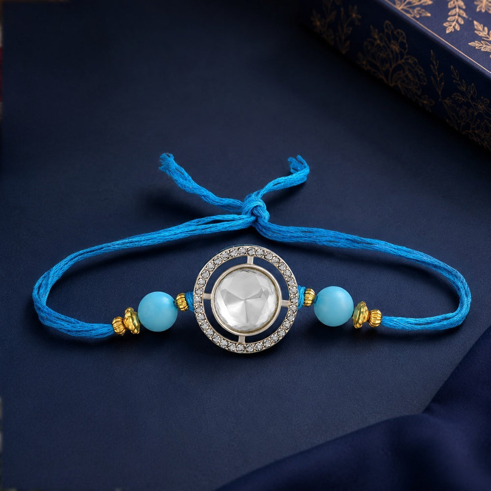 Aqua Blue Beaded Men Rakhi