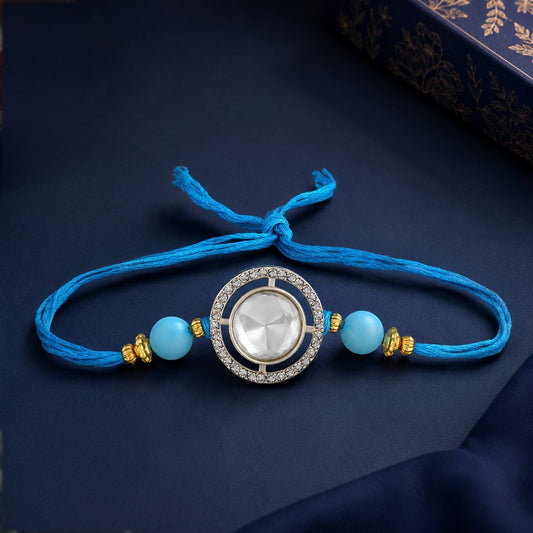 Aqua Blue Beaded Men Rakhi