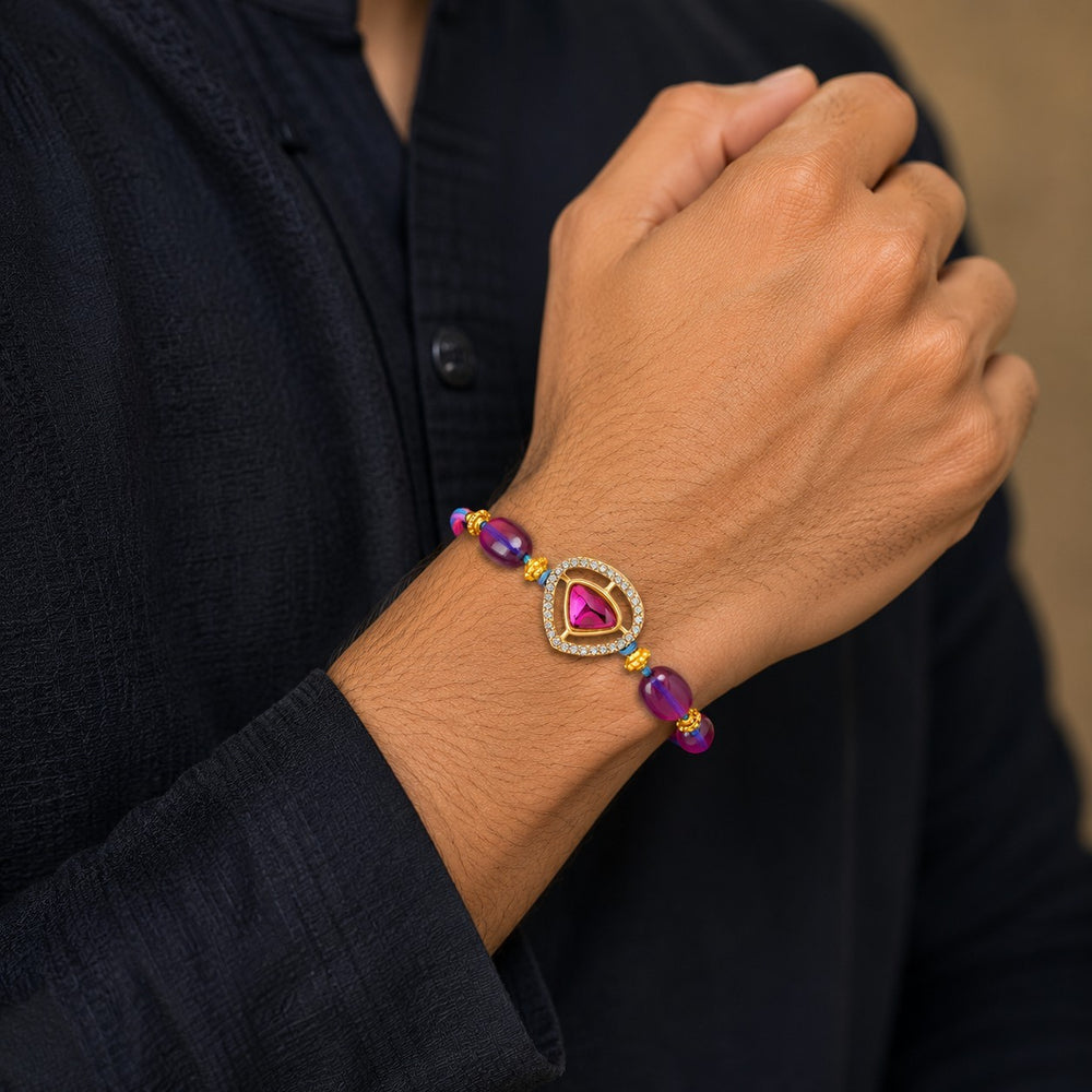 Royal Purple Crystal Beaded Rakhi