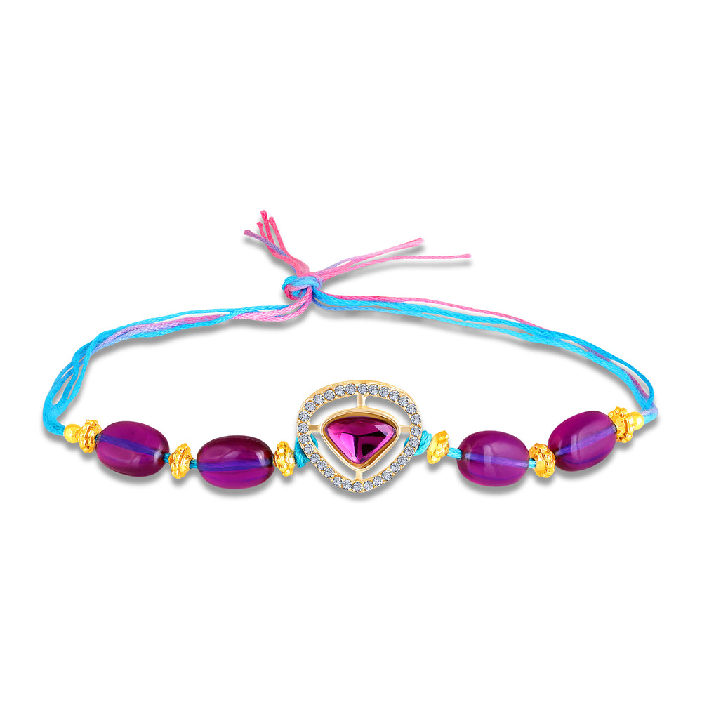 Royal Purple Crystal Beaded Rakhi