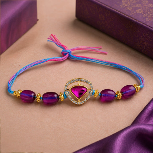 Royal Purple Crystal Beaded Rakhi
