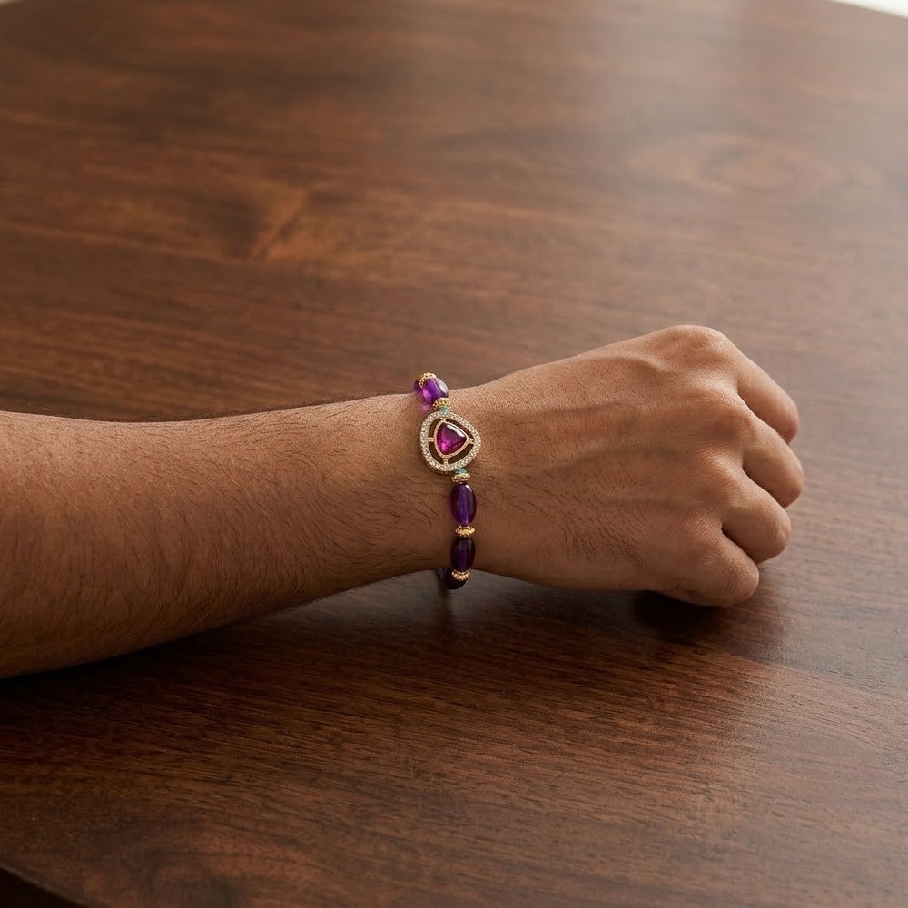 Royal Purple Crystal Beaded Rakhi