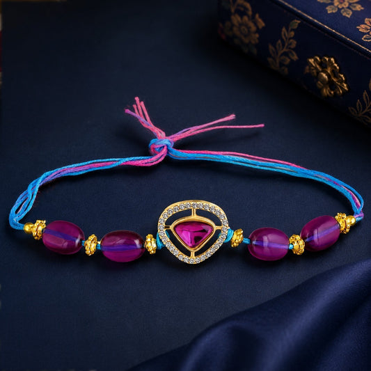 Royal Purple Crystal Beaded Rakhi