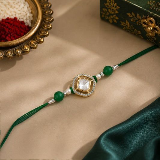 White Square Rakhi for Brother