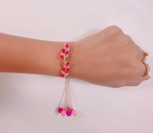 Leaf Shaped Lumba Rakhi Bracelet for Bhabhi with Crystals