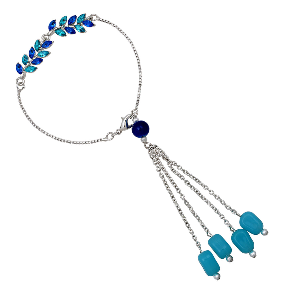 Leaf Shaped Lumba Rakhi Bracelet for Bhabhi with Crystals