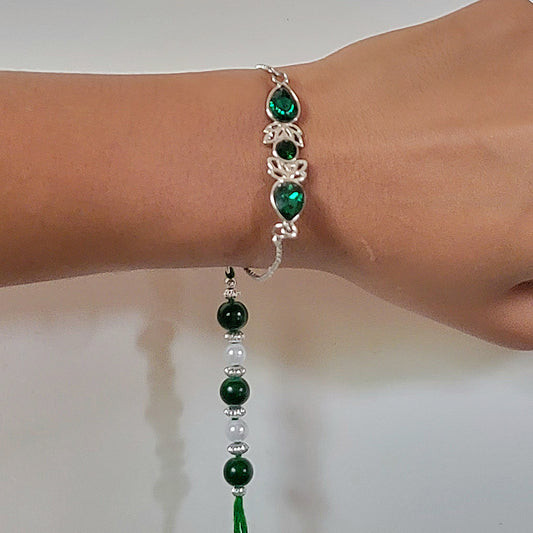 Green Water Drop Lumba Rakhi