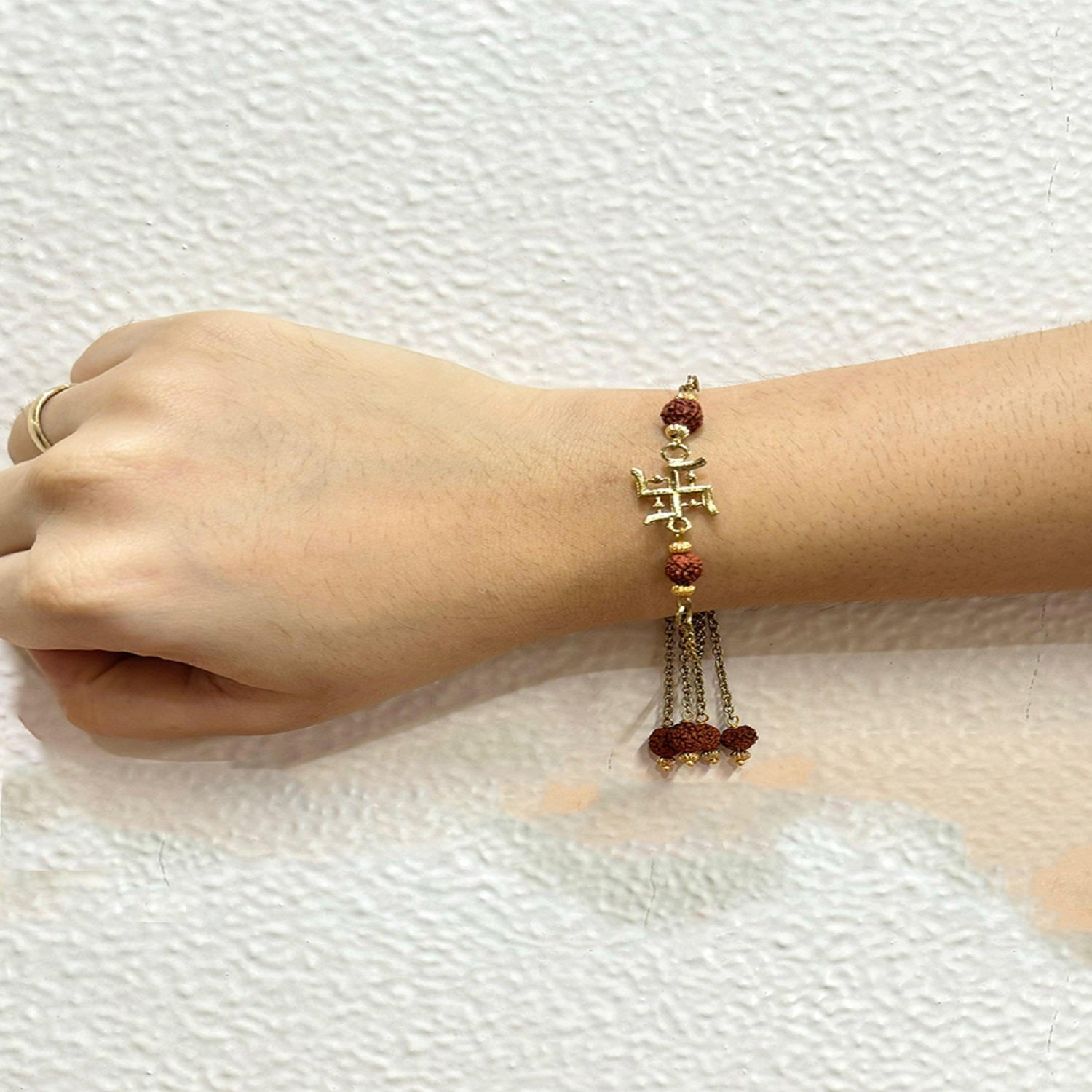 Swastik and Rudraksha Lumba Rakhi