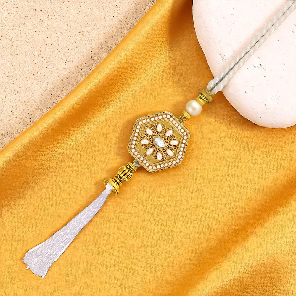 Royal White & Gold Lumba Rakhi
