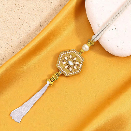 Royal White & Gold Lumba Rakhi