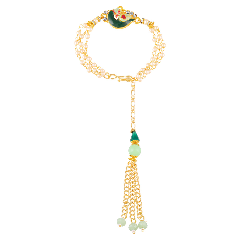 Peacock-Shaped Enamelled Lumba Rakhi