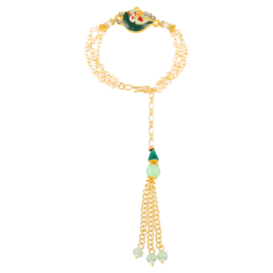 Peacock-Shaped Enamelled Lumba Rakhi