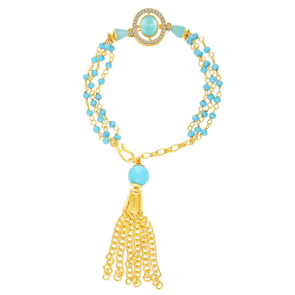 Sky Blue Lumba Rakhi for Bhabhi