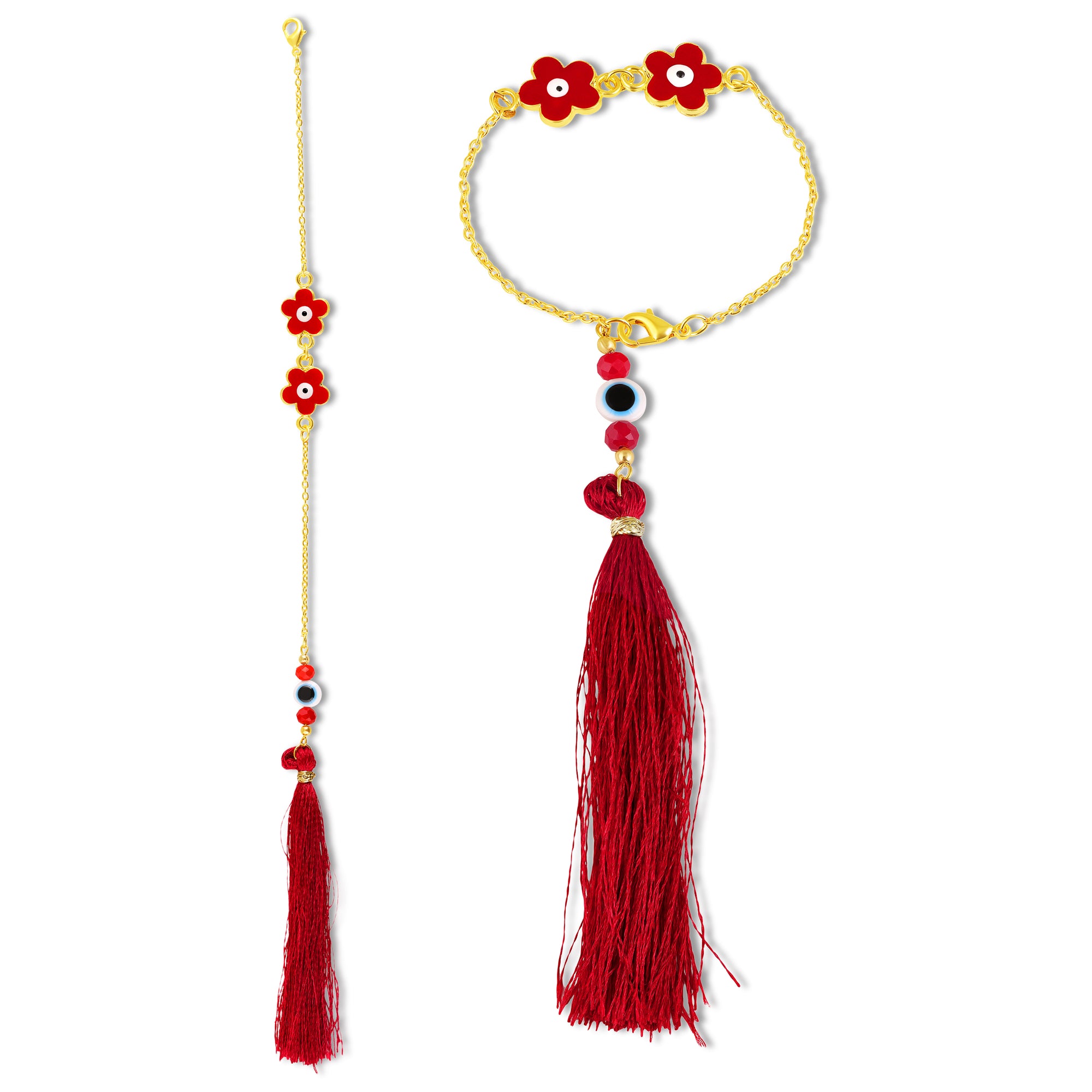 Floral Evil Eye Lumba Rakhi Bracelet