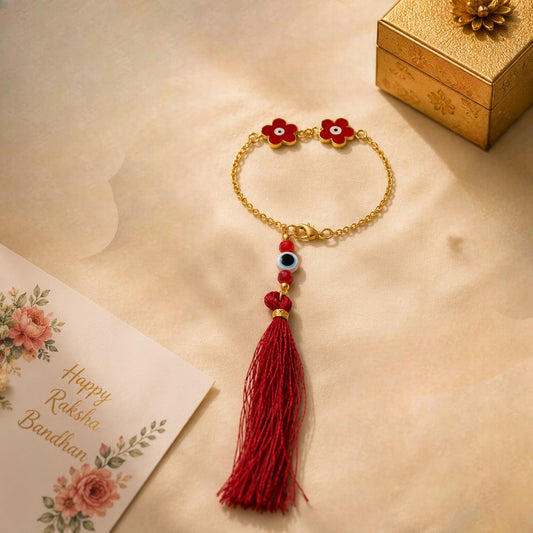 Floral Evil Eye Lumba Rakhi Bracelet
