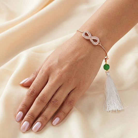 Elegant Rose Gold Infinity Lumba Rakhi