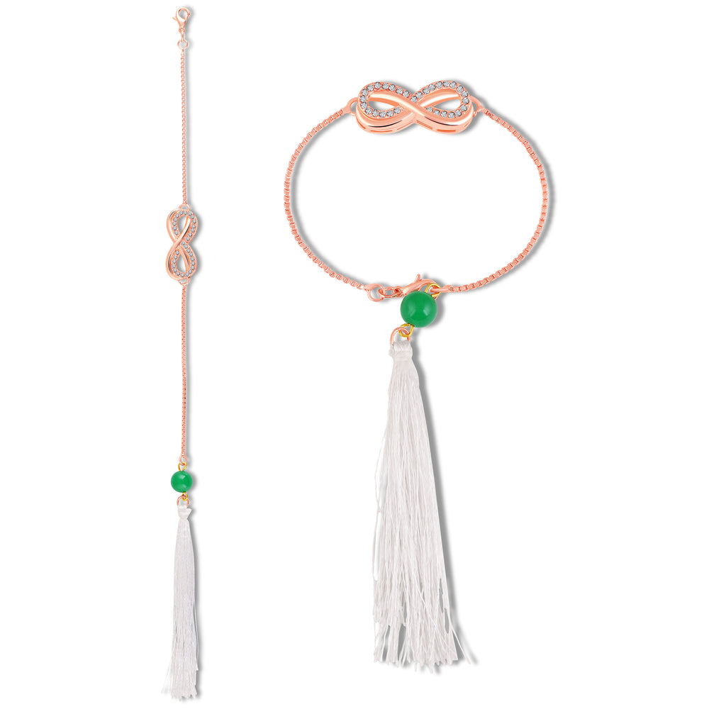 Elegant Rose Gold Infinity Lumba Rakhi