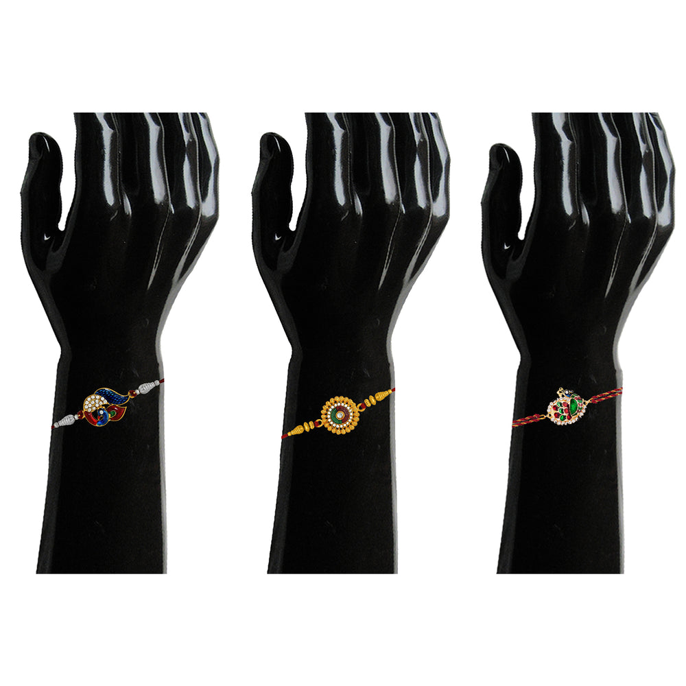 Mesmerising Peacock Meenakari rakhis combo