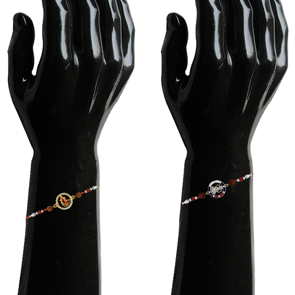 Spiritual Ganesha and Laxmi mata Rudraksha Rakhi combo