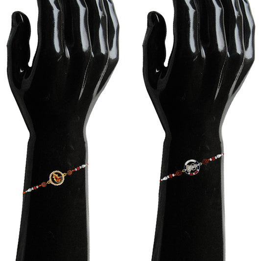 Spiritual Ganesha and Laxmi mata Rudraksha Rakhi combo