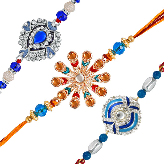 Combo of 3 Exclusive Designer Multicolour Crystal Rakhi (Bracelet)